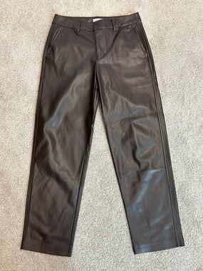 Classic Black Faux Leather Straight-Leg Pants